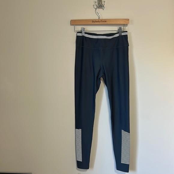 Anthropologie ALLFENIX Camilla Legging Compression Striped Navy Blue White Sz S - Picture 2 of 12